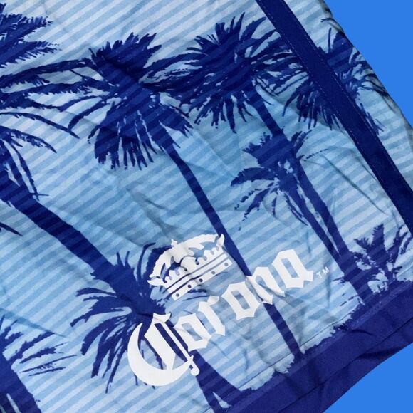 NWT Corona Swim Trunks Blue Beer Palm Trees Beach Surfing Swimming Size XXL 2X - Picture 2 of 7